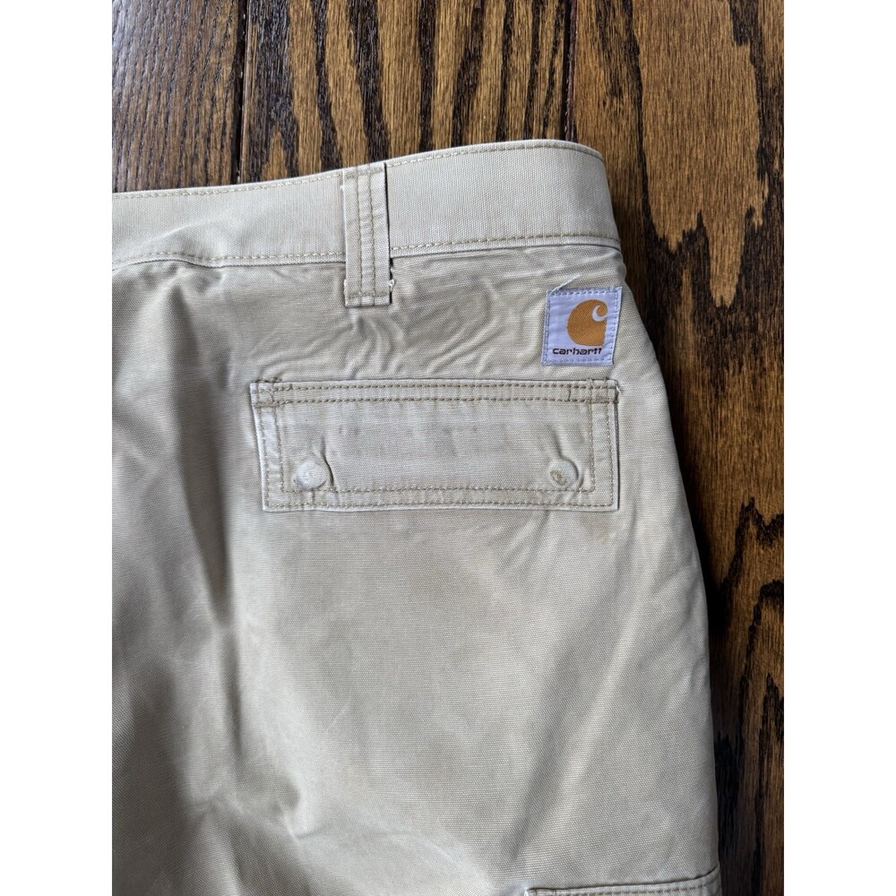 Carhartt Men’s Relaxed Fit Cargo Work Pants Size 42x32 Tan Cotton - Picture 9 of 10